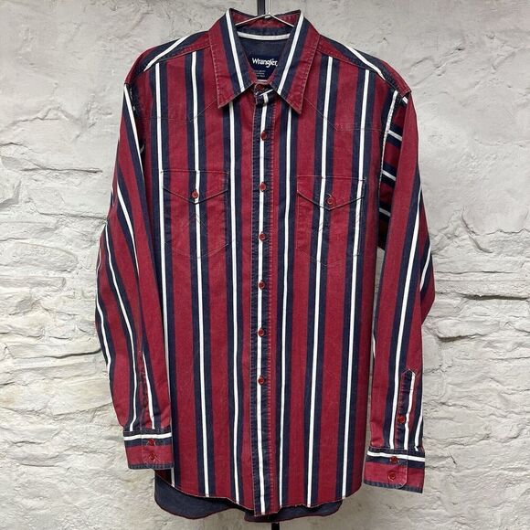 Vtg Wrangler Brushpopper M Striped 90s X-Long Tails Western Rodeo Cowboy 17 x 35 - Picture 1 of 6